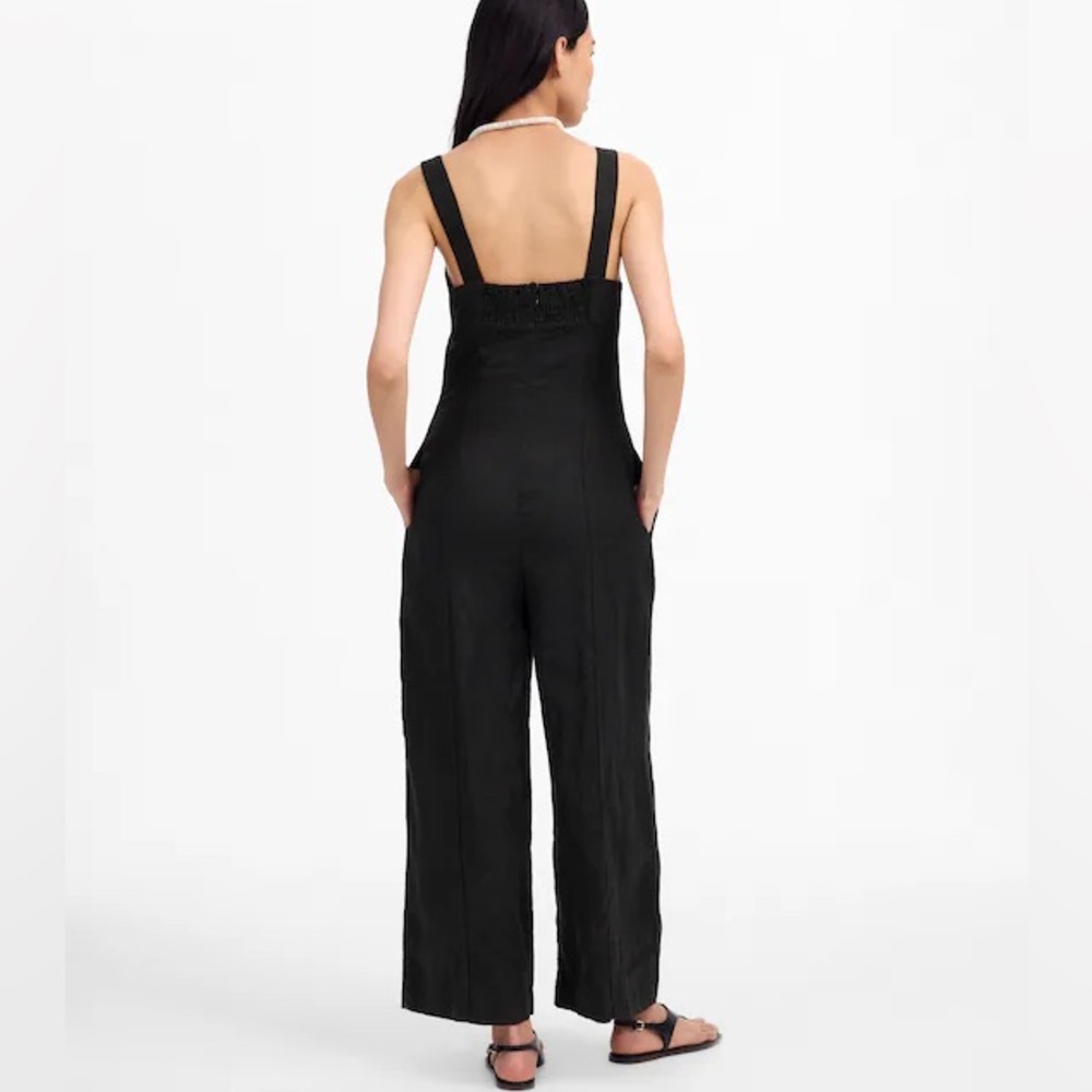 MADEWELL Black Squareneck Wide-Leg Jumpsuit in 100% Linen Size 12 - Picture 4 of 6